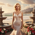 Marilyn Monroe Acrylic Print – Vintage Beach Scene, High-Gloss Plexiglass