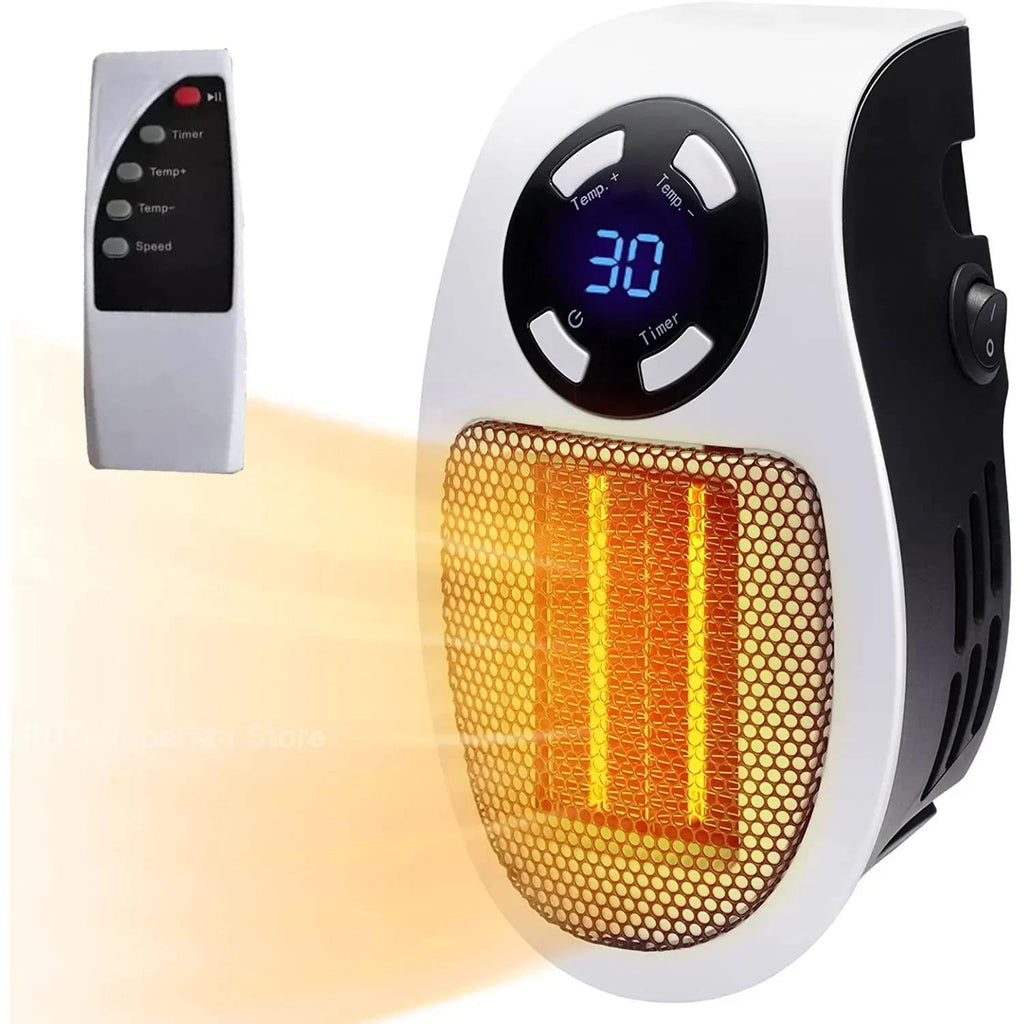 Ceramic Wall Plug In Heater 350W, Portable Outlet Heater with Remote, Clear LED Display, Small Wall Heaters for Indoor Use with Adjustable Thermostat and 12H Timer for Bathroom Room Office