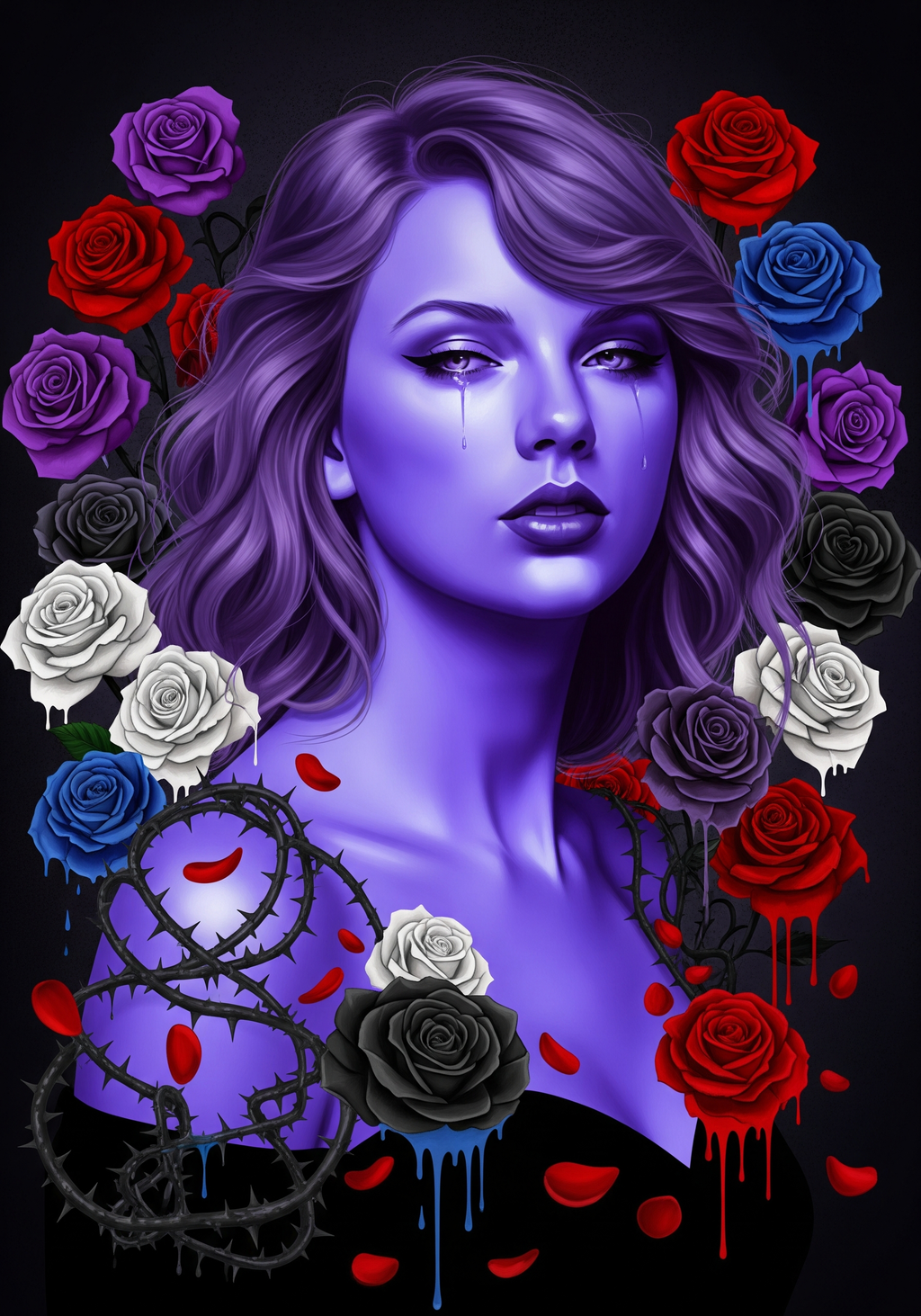 Tears & Roses – Emotional Digital Artwork Lot of 9 digital images