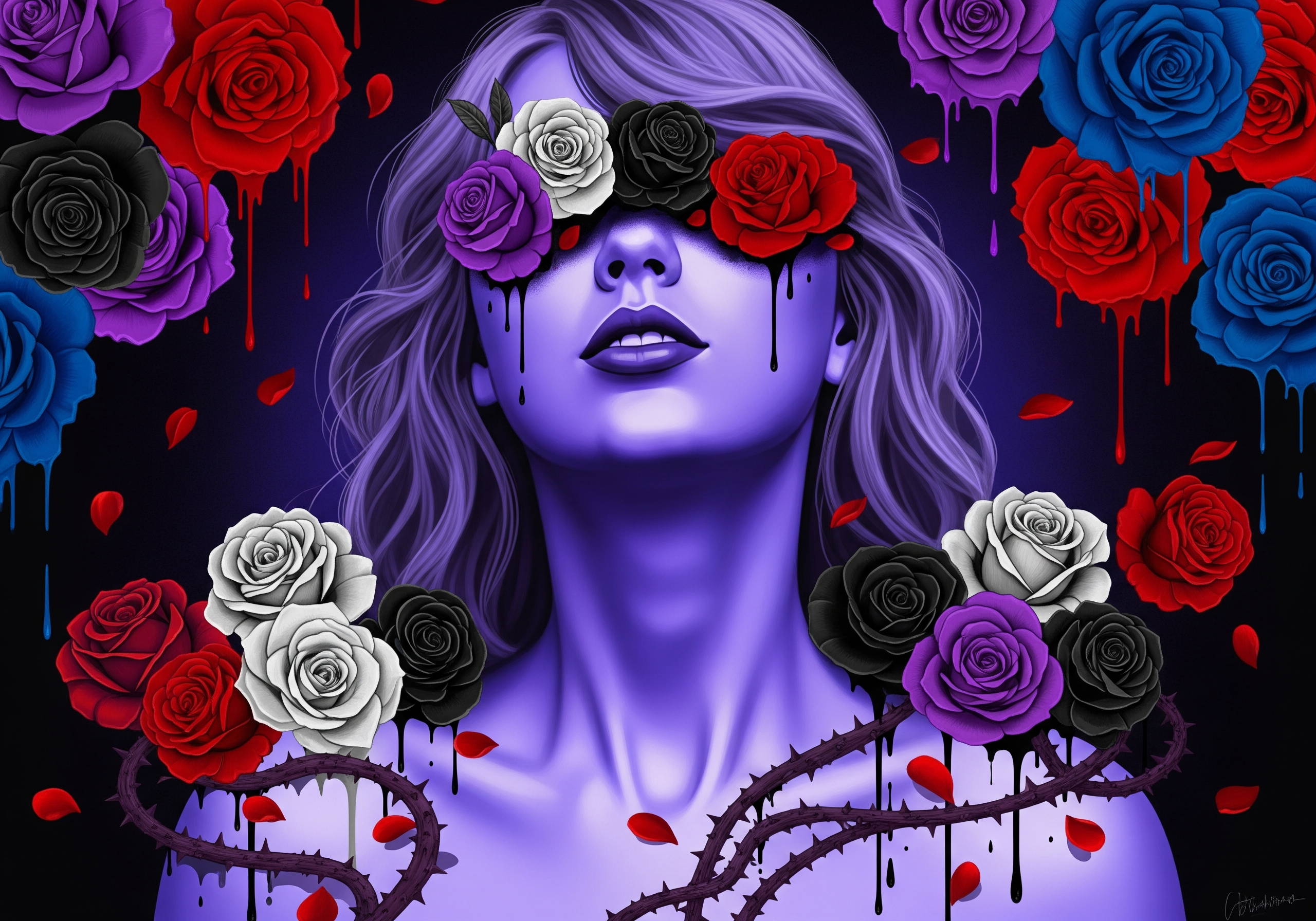 Tears & Roses – Emotional Digital Artwork Lot of 9 digital images