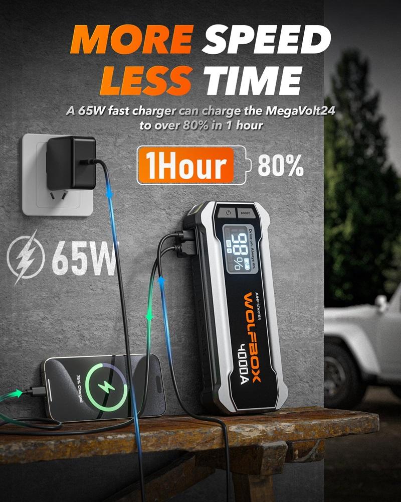 WOLFBOX 4000A Car Jump Starter Booster Jumper Box Power Bank Battery Charger